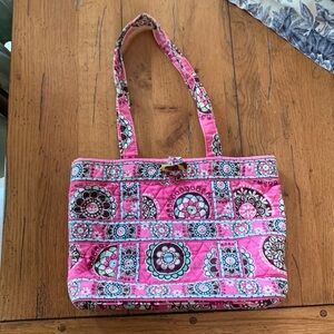 Vera Bradley Pink Cupcake Small Purse Tote with Toggle Closure & Outside Pocket